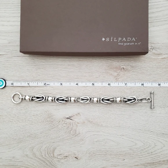 FLASH SALE! Silpada Rare Sterling Silver Byzantine Toggle Vintage Bracelet B0204 - Picture 12 of 15